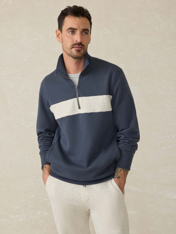 faherty High Standard Fleece Quarter Zip - Blue Nights Surf Stripe Men's Hoodies u0026 Pullovers