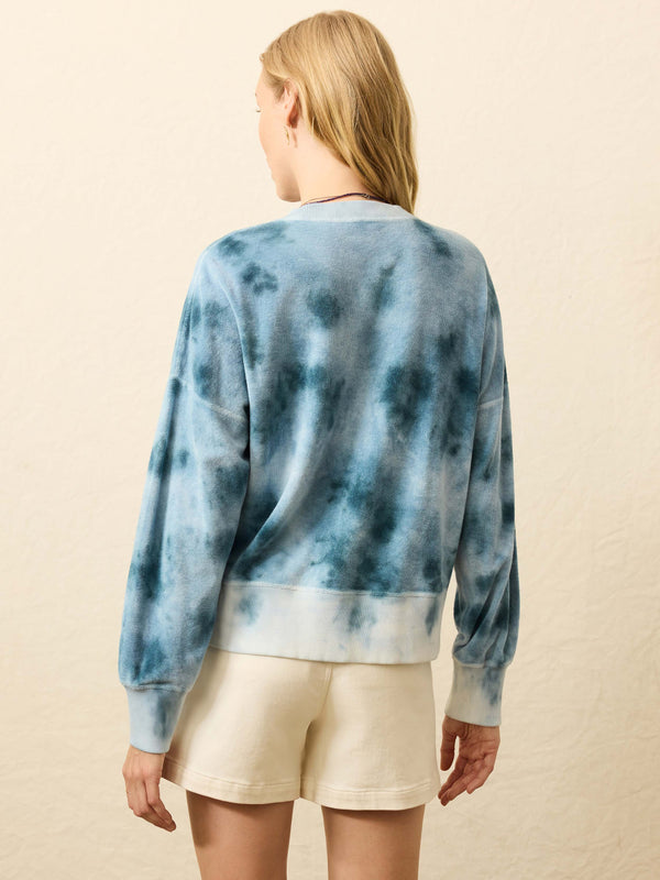 Faherty High Tide Terry Crew - Ocean Blue Tie Dye Women's Hoodies U0026 Pullovers
