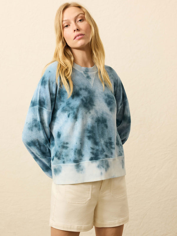 Faherty High Tide Terry Crew - Ocean Blue Tie Dye Women's Hoodies U0026 Pullovers
