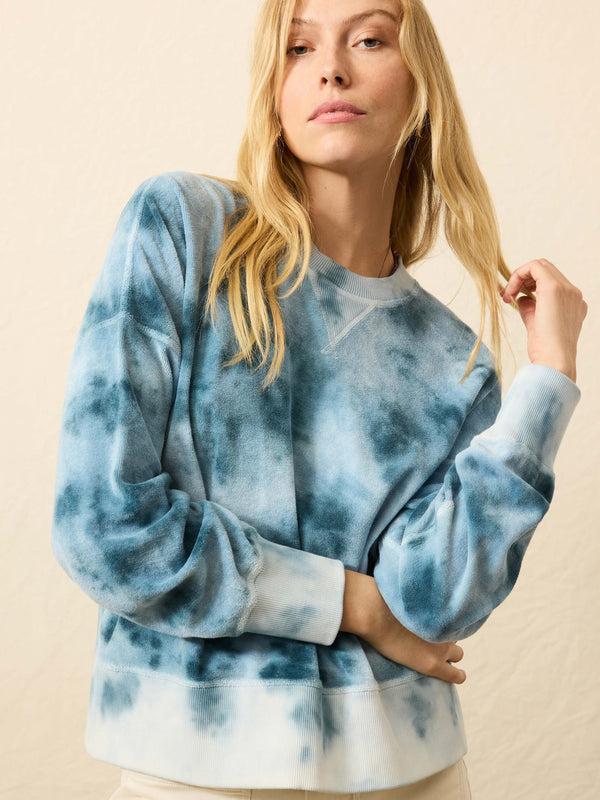 faherty High Tide Terry Crew - Ocean Blue Tie Dye Women's Hoodies u0026 Pullovers