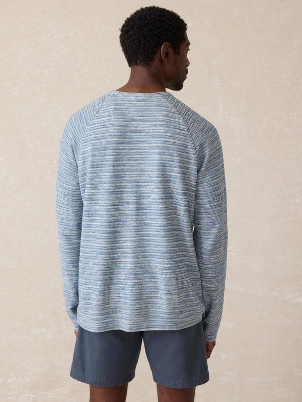 Faherty Indigo Crewneck Sweatshirt - Indigo Waterway Stripe Men's Hoodies U0026 Pullovers