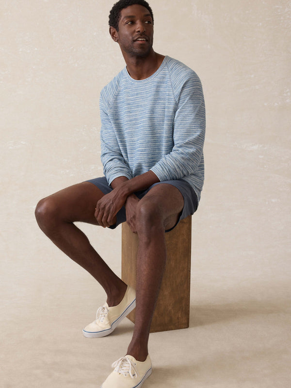 Faherty Indigo Crewneck Sweatshirt - Indigo Waterway Stripe Men's Hoodies U0026 Pullovers