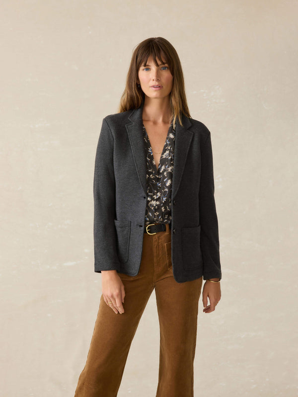faherty Inlet Knit Blazer - Black Sky Melange Women's Outerwear