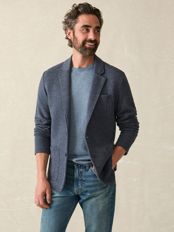 faherty Inlet Knit Blazer - Deep Navy Melange Men's Outerwear