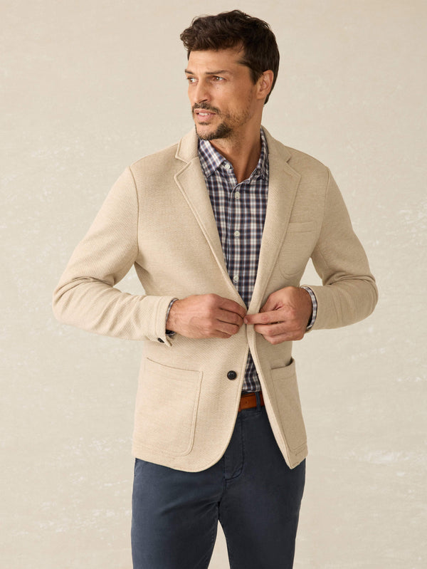 faherty Inlet Knit Blazer - Khaki Fields Melange Men's Outerwear