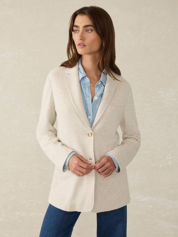 faherty Inlet Knit Blazer - Light Oatmeal Melange Women's Outerwear