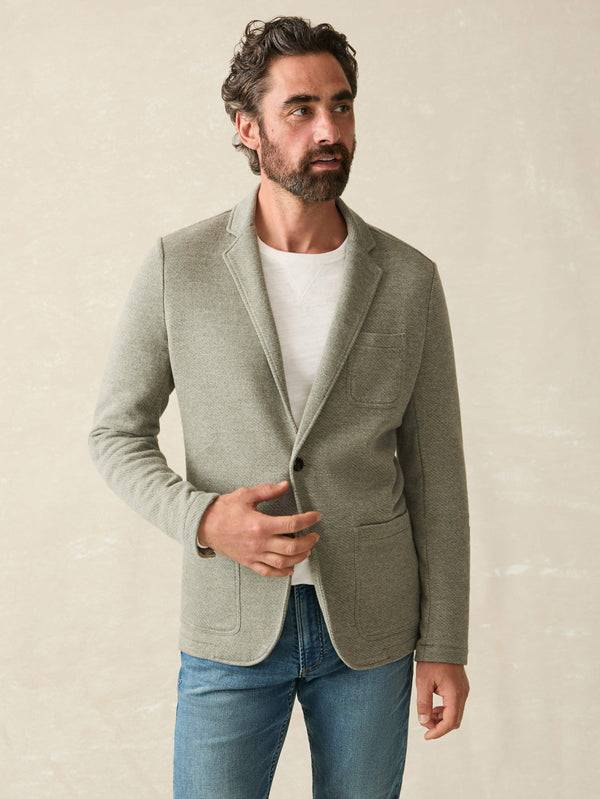 faherty Inlet Knit Blazer - Olive Brush Melange Men's Outerwear