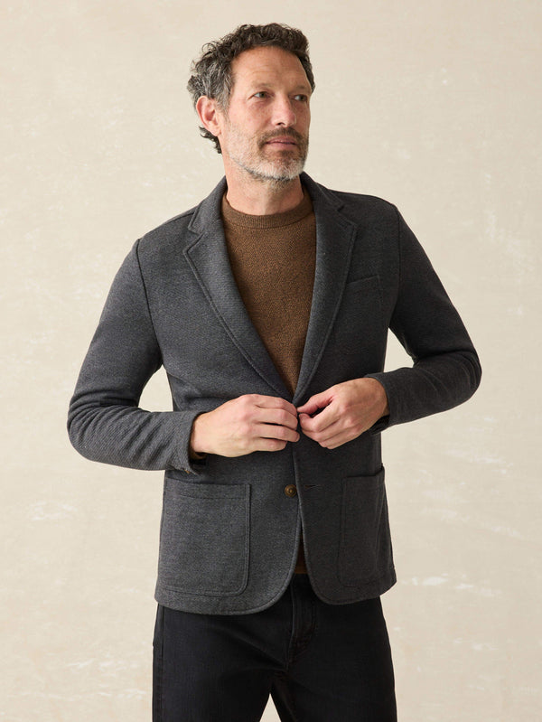 faherty Inlet Knit Blazer (Short) - Black Sky Melange Men's Outerwear