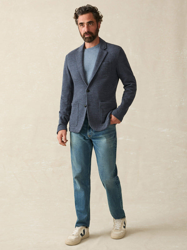 Faherty Inlet Knit Blazer (Tall) - Deep Navy Melange Men's Outerwear