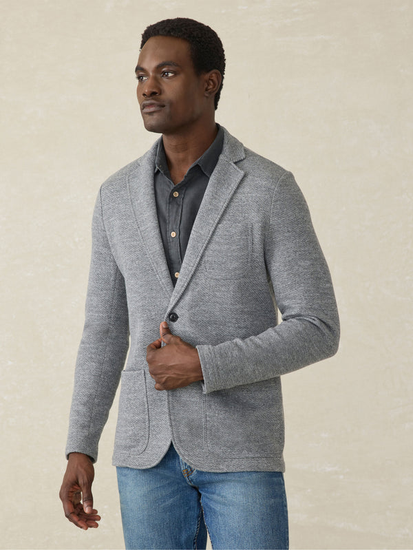 Faherty Inlet Knit Blazer (Tall) - Medium Grey Melange Men's Outerwear