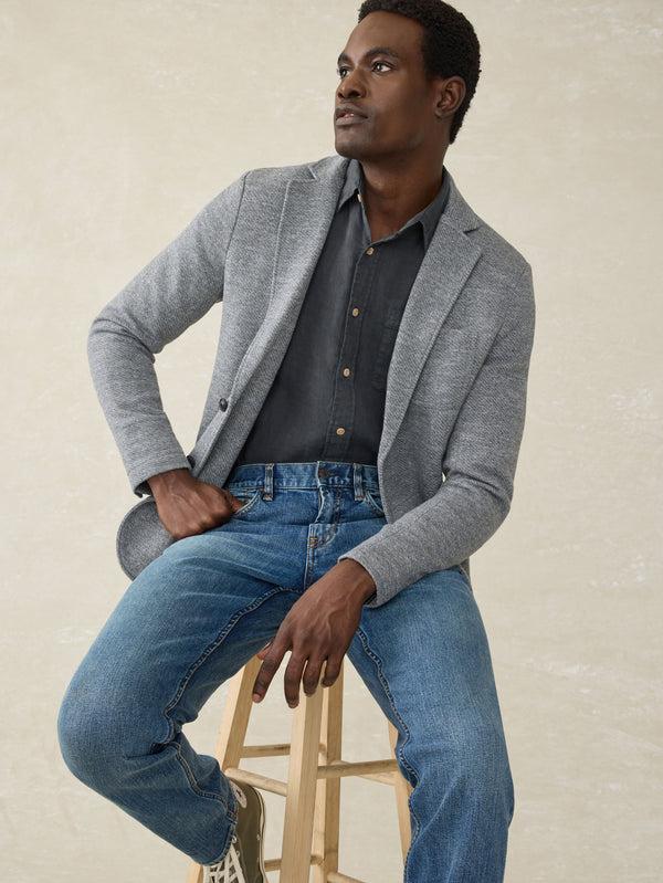 faherty Inlet Knit Blazer (Tall) - Medium Grey Melange Men's Outerwear