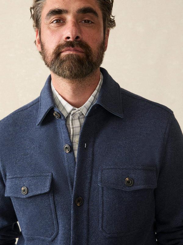 Faherty Inlet Knit CPO - Navy Night Melange Men's Outerwear