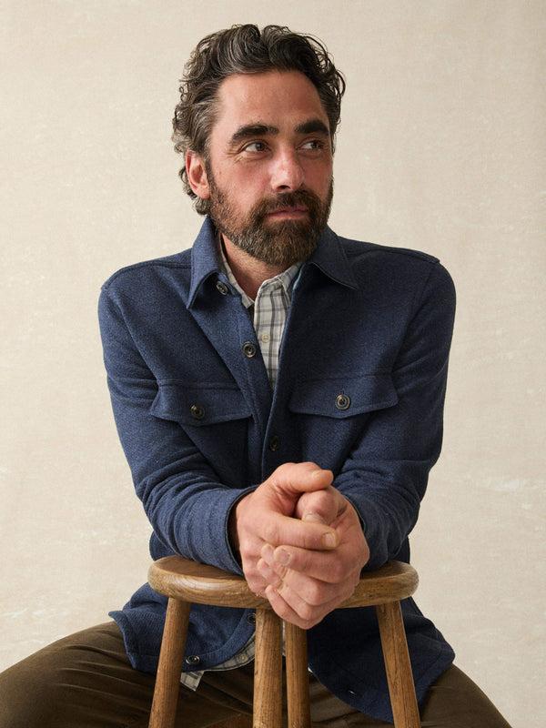 Faherty Inlet Knit CPO - Navy Night Melange Men's Outerwear