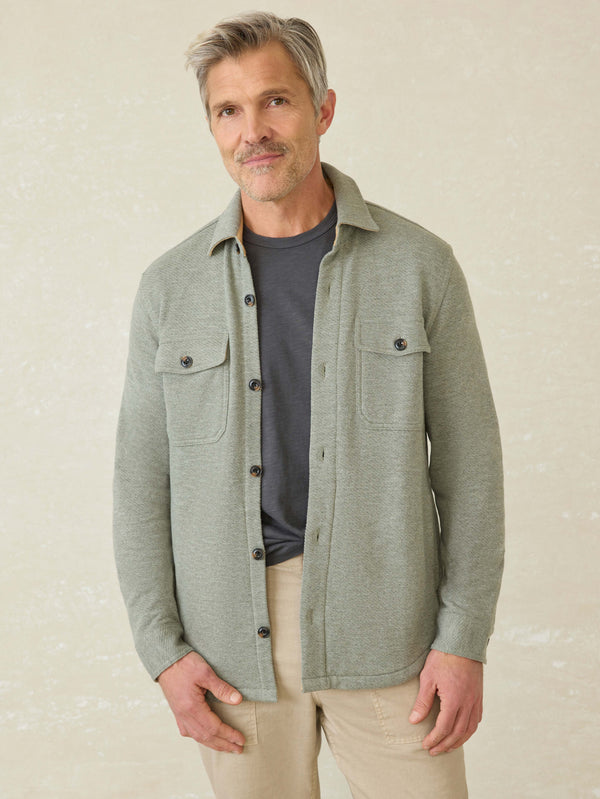 Faherty Inlet Knit CPO - Olive Brush Melange Men's Outerwear
