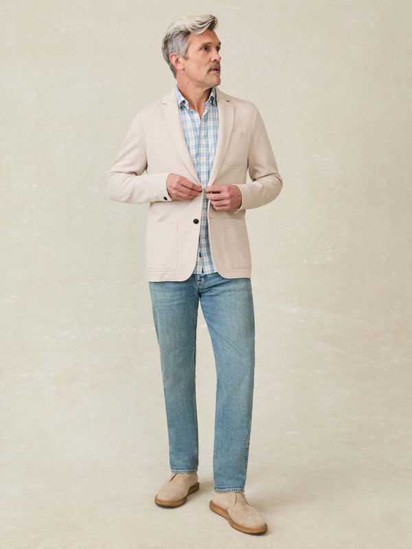 Faherty Inlet Knit Tweed Blazer - Khaki Stone Herringbone Men's Outerwear