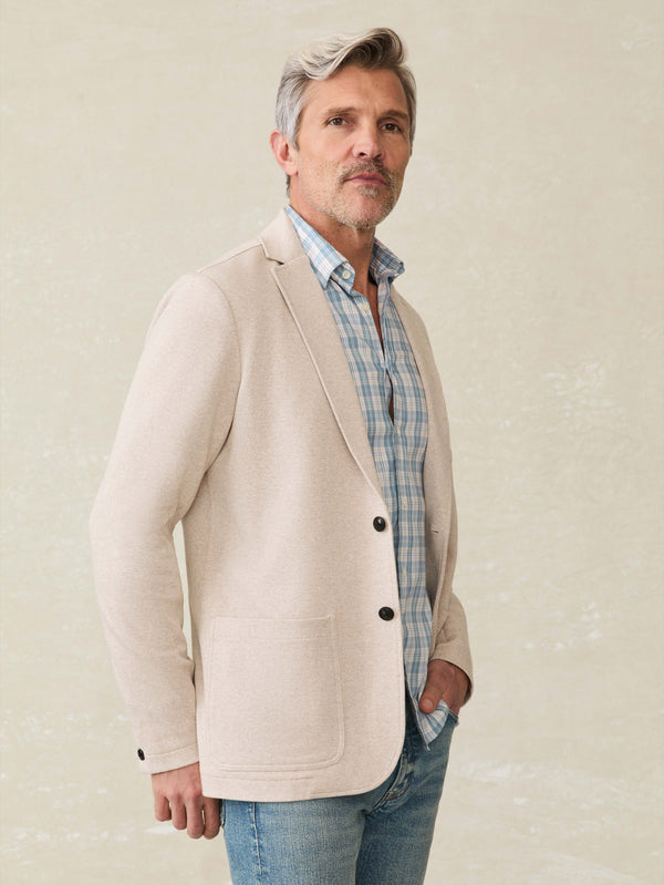 faherty Inlet Knit Tweed Blazer - Khaki Stone Herringbone Men's Outerwear