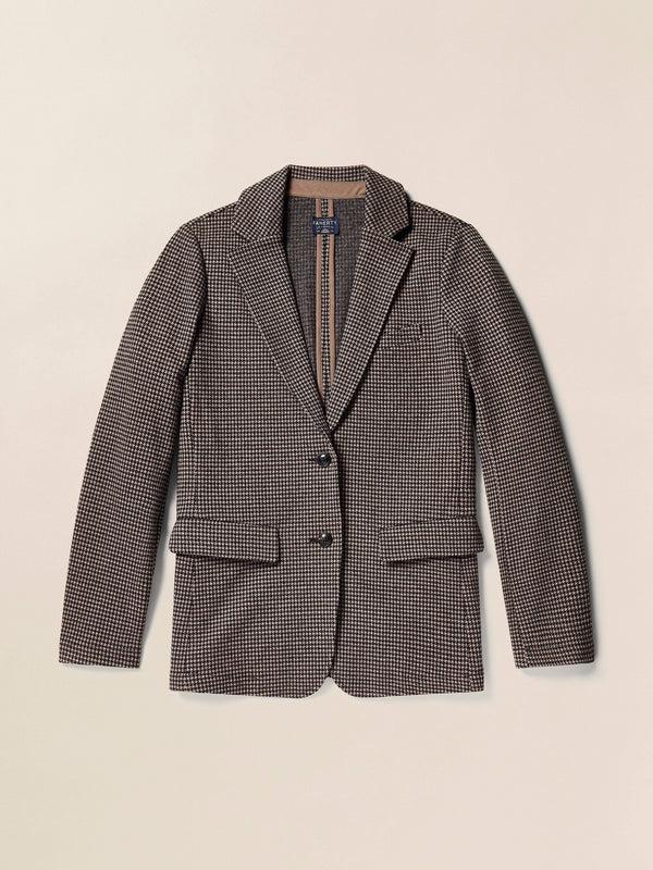 Faherty Inlet Knit Tweed Blazer - Mocha Mountain Houndstooth Women's Outerwear