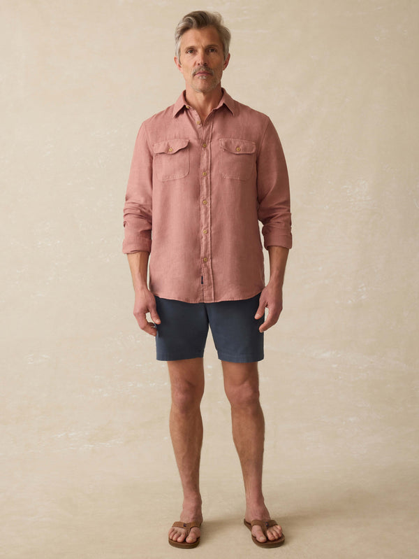 Faherty Irish Linen Safari Shirt - Cedar Rose Men's Button Ups