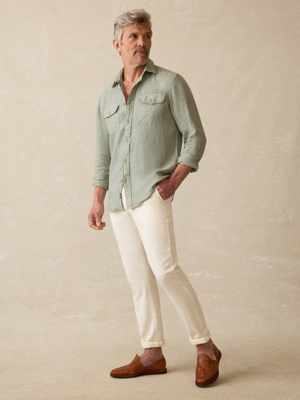 Faherty Irish Linen Safari Shirt - Sage Creek Men's Button Ups