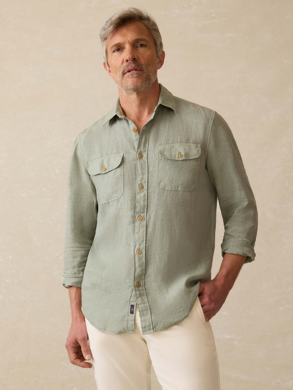 faherty Irish Linen Safari Shirt - Sage Creek Men's Button Ups