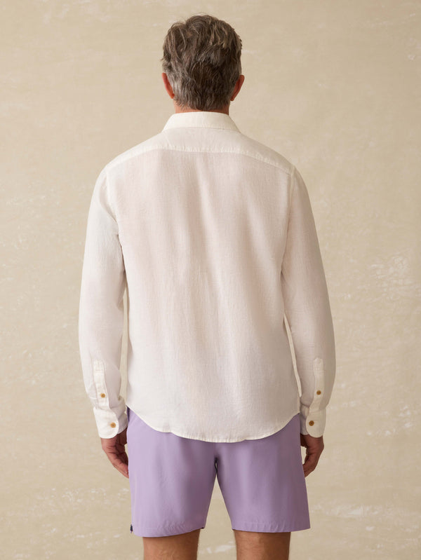 Faherty Irish Linen Safari Shirt - White Men's Button Ups