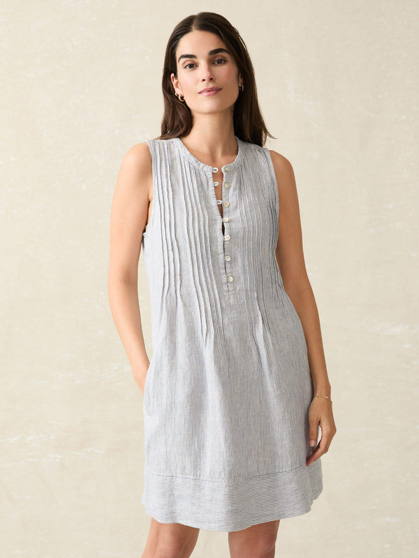 Faherty Isha Dress - Blue Mini Stripe Women's Dresses