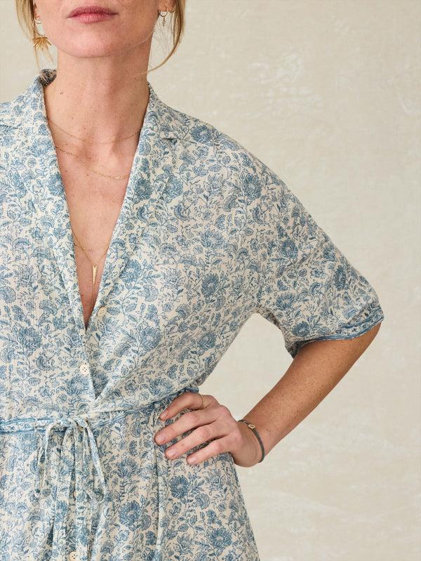Faherty Island Dress - Blue Water Floral Women's Dresses