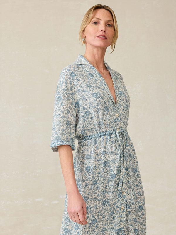 Faherty Island Dress - Blue Water Floral Women's Dresses
