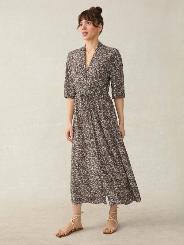 Faherty Island Dress - Charcoal Woodstock Floral Women's Dresses
