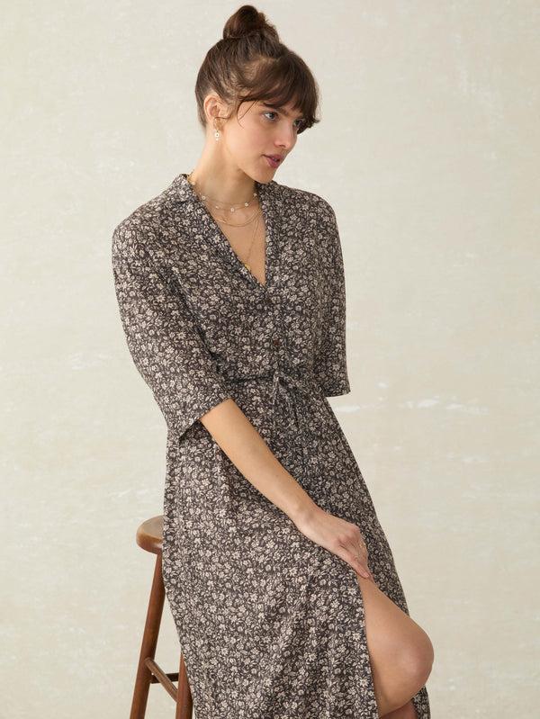 faherty Island Dress - Charcoal Woodstock Floral Women's Dresses