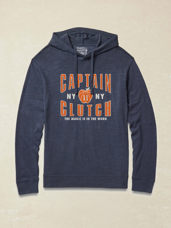Faherty Jalen Brunson X Captain Clutch Sunwashed Slub Hoodie - Blue Nights Men's Hoodies U0026 Pullovers