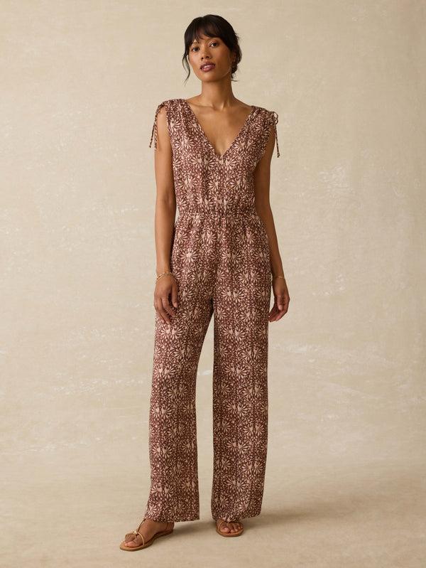 faherty Jules Linen Jumpsuit - Sausalito Sunset Women's Dresses