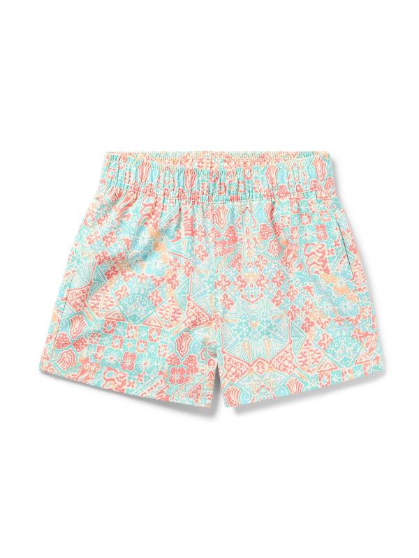 faherty Kids Beacon Trunk - Tropic Clay Block Print Kid's Swim