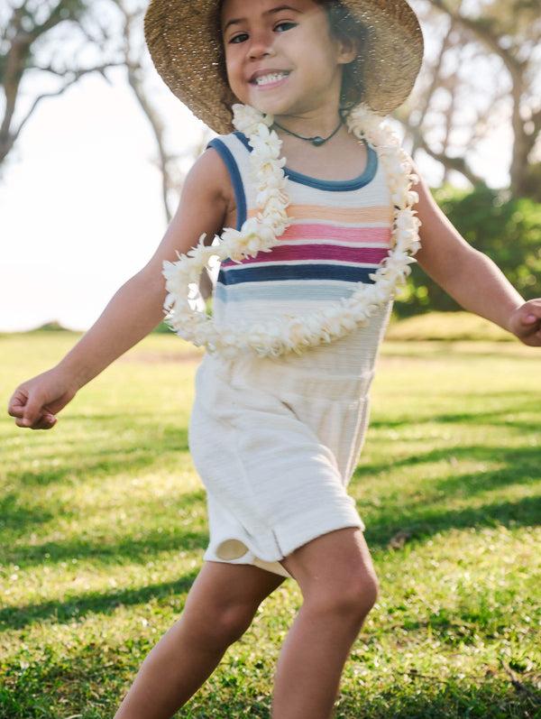 Faherty Kids Cabana Towel Terry Romper - Seacoast Skyline Stripe Kid's Dresses
