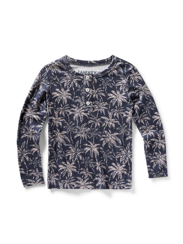 faherty Kids Cloud Cotton Pajama Set - Navy Tropic Trees Kid's Underwear u0026 Sleep