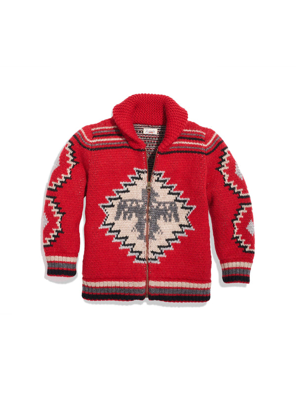faherty Kids Steven Paul Judd Thunderbird Cardigan - Red Thunderbird Kid's Sweaters