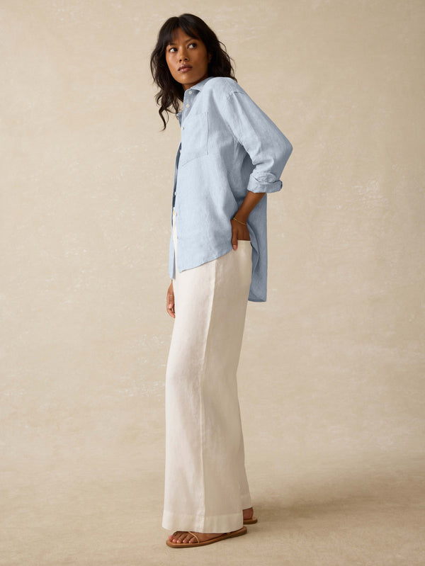 Faherty Laguna Linen Relaxed Shirt - Blue Fog Women's Button Ups
