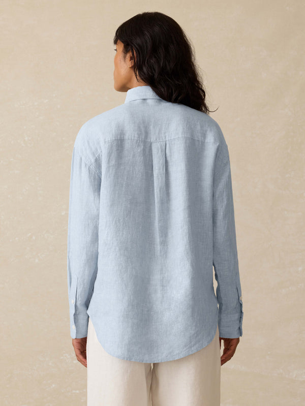 Faherty Laguna Linen Relaxed Shirt - Blue Fog Women's Button Ups