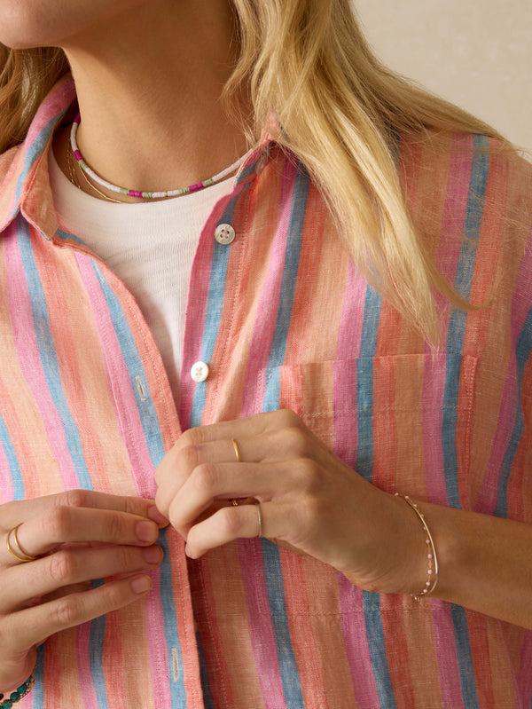 Faherty Laguna Linen Relaxed Shirt - Cabana Multi Stripe Women's Button Ups