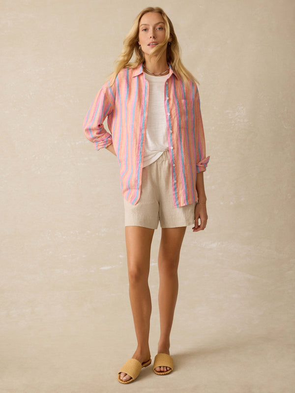 Faherty Laguna Linen Relaxed Shirt - Cabana Multi Stripe Women's Button Ups