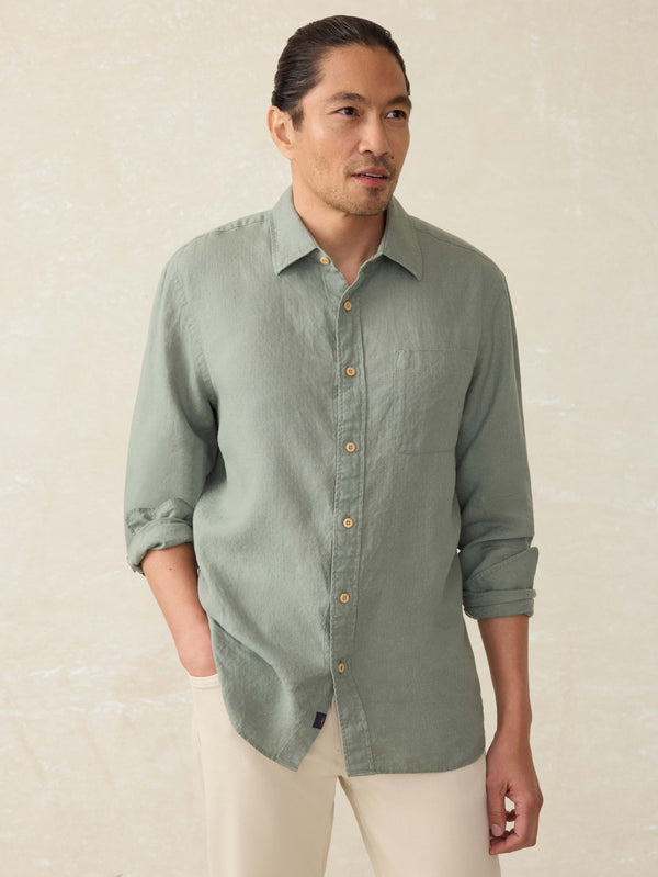 faherty Laguna Linen Shirt - Fairfield Dobby Men's Button Ups
