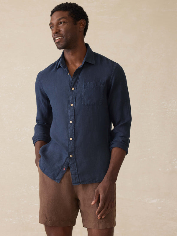 faherty Laguna Linen Shirt - Island Navy Men's Button Ups