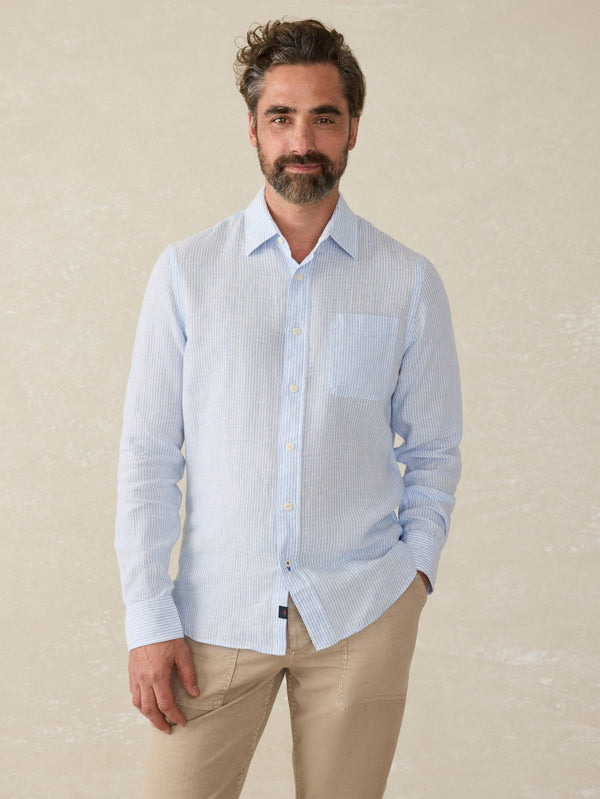 Faherty Laguna Linen Shirt - Summer Classic Stripe Men's Button Ups