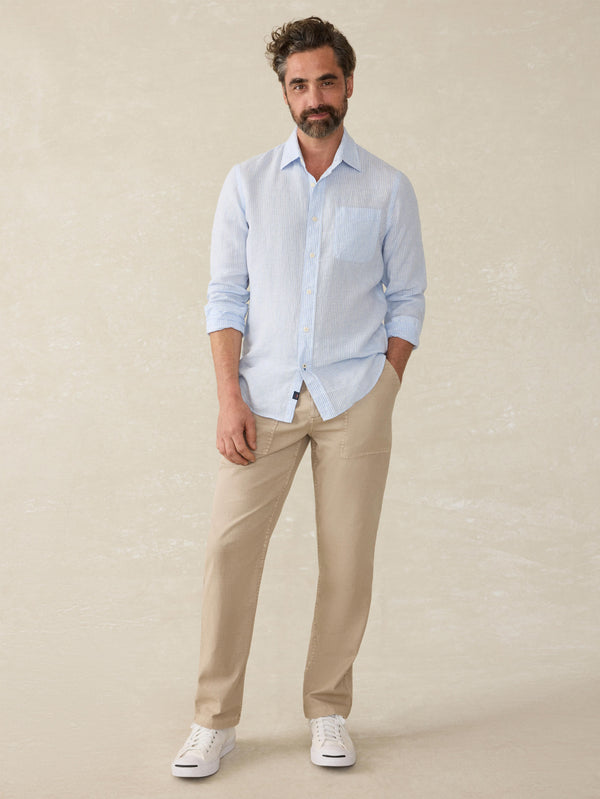 Faherty Laguna Linen Shirt - Summer Classic Stripe Men's Button Ups
