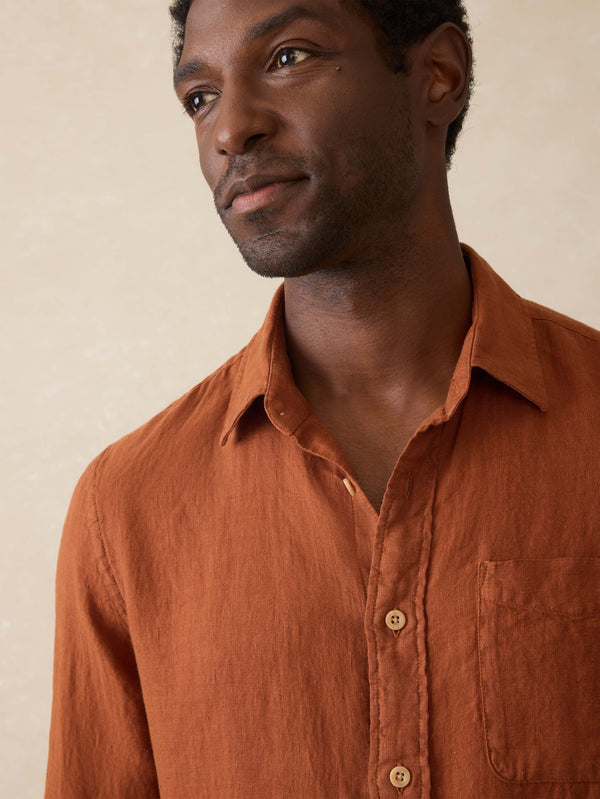 Faherty Laguna Linen Shirt - Summer Sienna Men's Button Ups