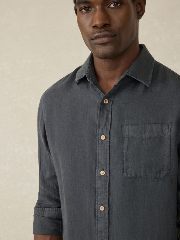 Faherty Laguna Linen Shirt - Washed Black Men's Button Ups