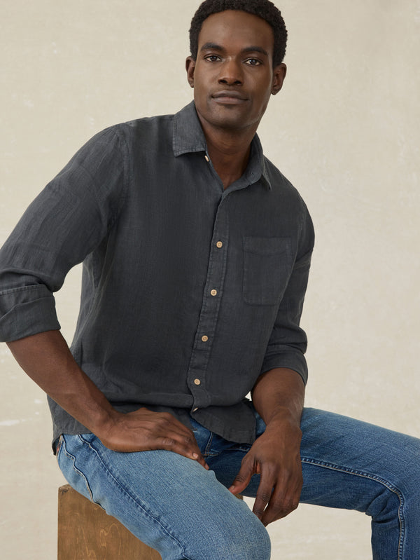 Faherty Laguna Linen Shirt - Washed Black Men's Button Ups
