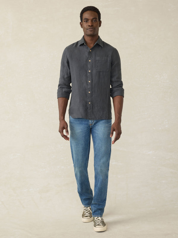 Faherty Laguna Linen Shirt - Washed Black Men's Button Ups