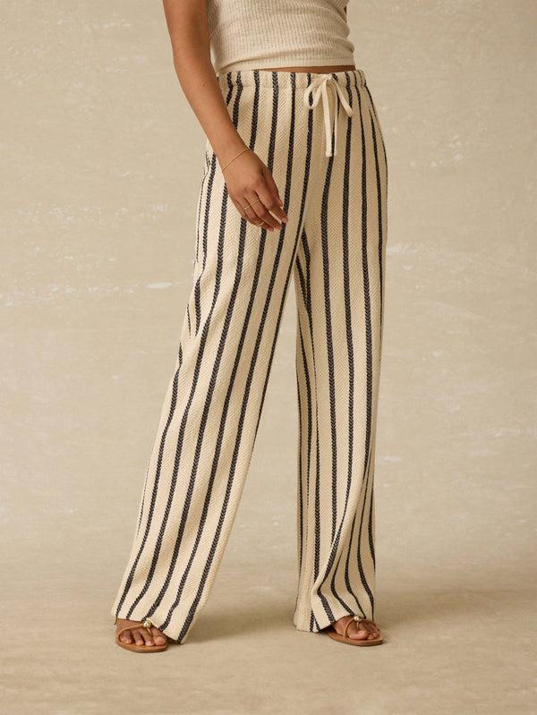Faherty Laidback Dockside Pant - Moon Shadow Stripe Women's Bottoms