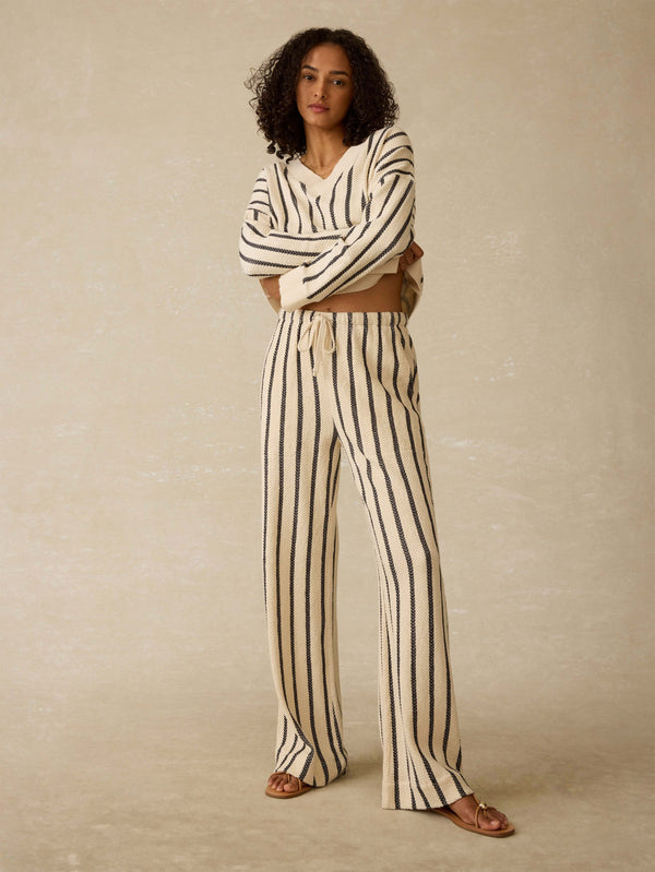 faherty Laidback Dockside Pant - Moon Shadow Stripe Women's Bottoms